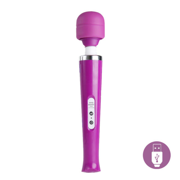 Bezdrátová masážní vibrační hlavice magic wand massager USB fialová
