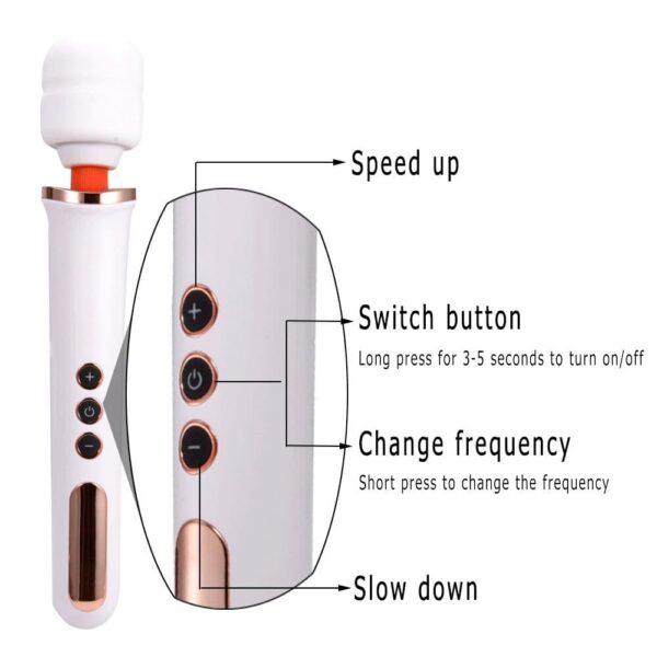 Cksohot Magic wand massager usb white 03 600x600 - Cksohot magic wand body massager │ bílozlatá na USB