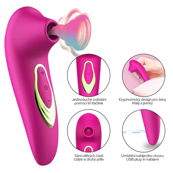 KWD clit suck massager stimulator klitorisu ruzovy 19 600x600 - KWD Stimulátor klitorisu massager růžový